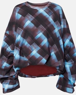Dries Van Noten Checked Cotton Sweatshirt - Blue