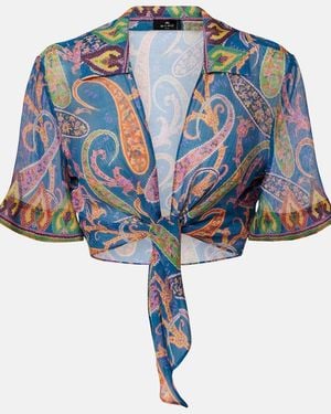 Etro Paisley Crop Top - Blue