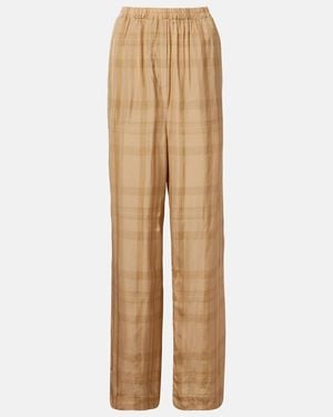 Frankie Shop Baxter Checked Twill Wide-Leg Trousers - Natural