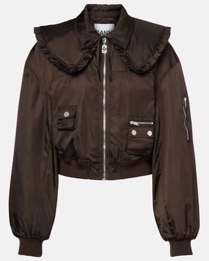 Ganni Duchess Bomber Jacket - Brown