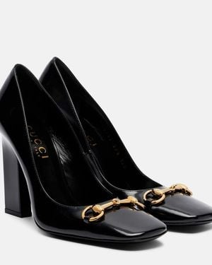 Gucci Signora Horsebit 110 Patent Leather Court Shoes - Black