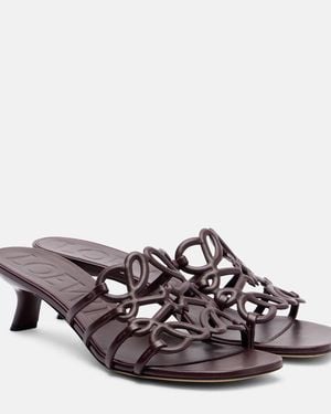 Loewe Petal Anagram 45 Leather Mules - Red