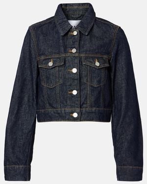 Ganni Cropped Denim Jacket - Blue