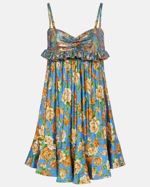 Rabanne Floral Chainmail Minidress - Blue