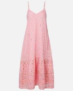 Juliet Dunn Vestido Midi De Algodon Adornado - Rosa