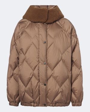 Brunello Cucinelli Shearling-Trimmed Quilted Down Jacket - Brown