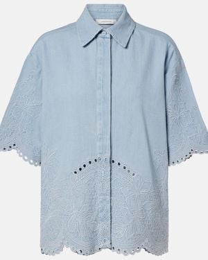 Zimmermann Daylight Broderie Anglaise Denim Shirt - Blue