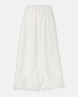 Posse Antoinette Embroidered Cotton Maxi Skirt - White