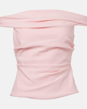 The Sei Draped Off-Shoulder Crepe Corset - Pink
