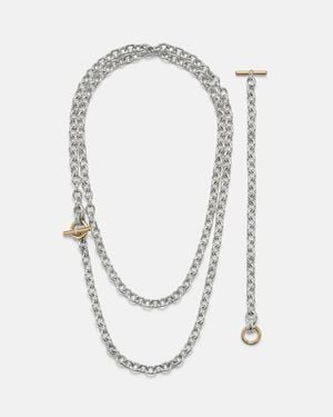 David Yurman Collar De Cadena Dy Mercer De Oro De 18 Ct Y Plata De Ley Con Diamantes - Blanco