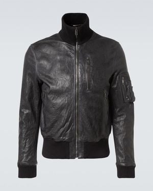 Dolce & Gabbana Leather Bomber Jacket - Black
