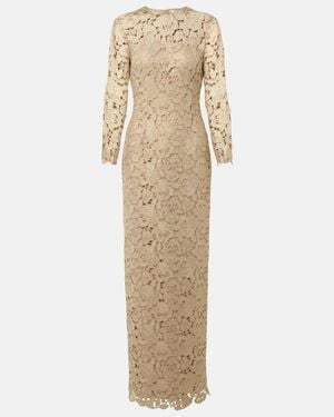 Oscar de la Renta Floral Lace Gown - Natural