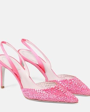 Rene Caovilla Verzierte Slingback-Pumps Aus Satin - Pink