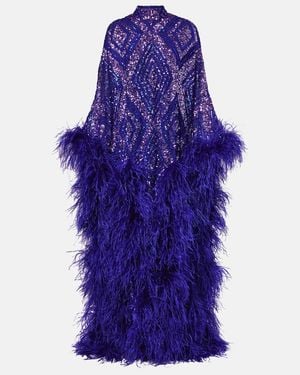 Taller Marmo Casta Diva Follies Sequined Tulle Kaftan - Purple