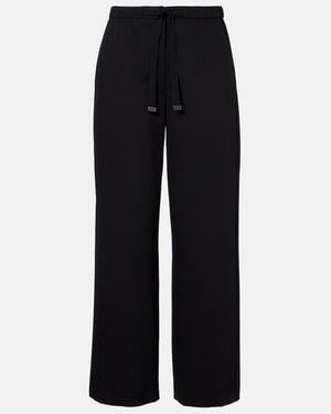 Max Mara Argenta Virgin Wool Crepe Wide-Leg Trousers - Blue