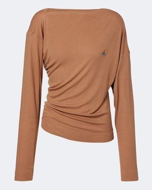 Vivienne Westwood Draped Ribbed-Knit Top - Brown