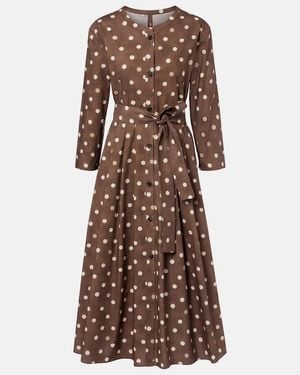 Max Mara Pesche Polka-Dot Cotton Shirt Dress - Brown