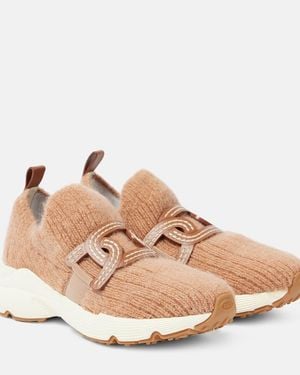 Tod's Kate Leather-Trimmed Slip-On Trainers - Natural