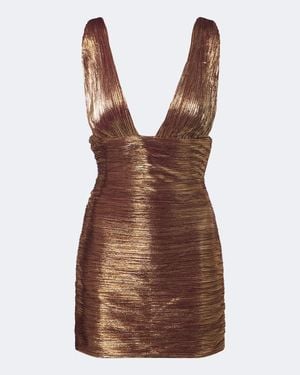 retroféte Minikleid Mita Aus Lame - Braun