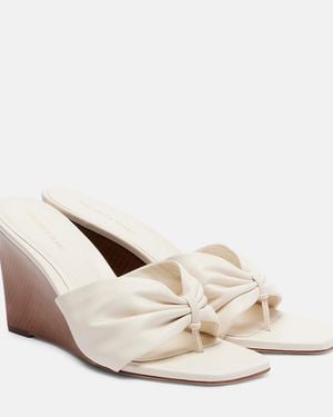 Veronica Beard Leather Wedge Sandals - White