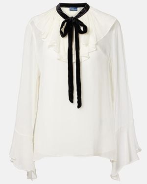 Polo Ralph Lauren Ruffled Tie-Front Blouse - White