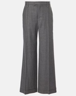 Brunello Cucinelli Wide-Leg Virgin Wool Trousers - Grey