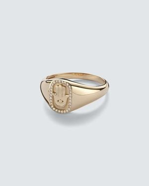 Sydney Evan Hamsa Icon 14Kt Ring With Diamonds - White
