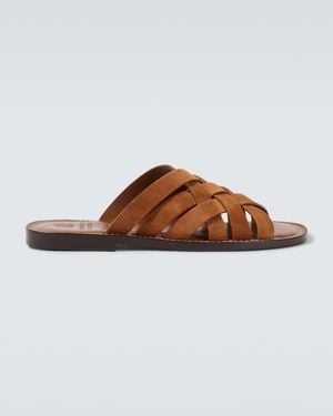 Brunello Cucinelli Woven Suede Sandals - Brown