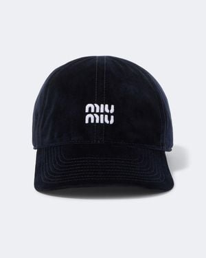 Miu Miu Logo Velvet Baseball Cap - Black