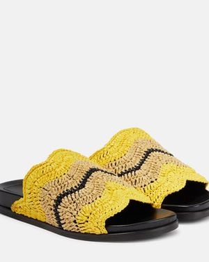 Marni X No Vacancy Inn Fussbett Raffia-Effect Slides - Yellow