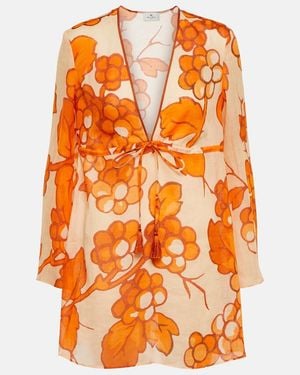 Etro Printed Ramie Tunic - Orange