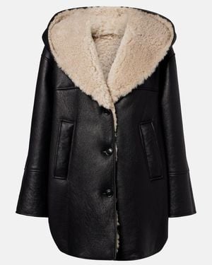 Alaïa Shearling-Lined Leather Coat - Black