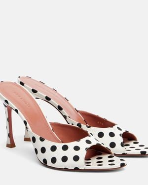 AMINA MUADDI Alexa 95 Polka-Dot Satin Mules - Pink