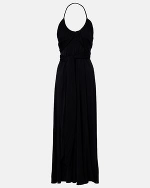 Alaïa Draped Jersey Maxi Dress - Black