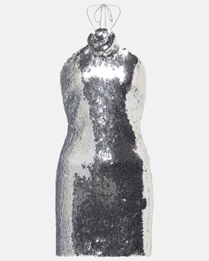 Magda Butrym Sequined Floral-Applique Minidress - Grey