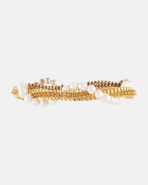 Magda Butrym Crystal And Faux Pearl Necklace - Metallic