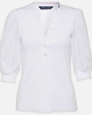Veronica Beard Top Coralee Aus Baumwollgemisch Mit Puffaermeln - Weiß