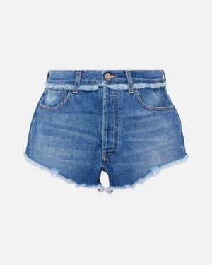 Alanui Shorts De Denim Con Flecos - Azul