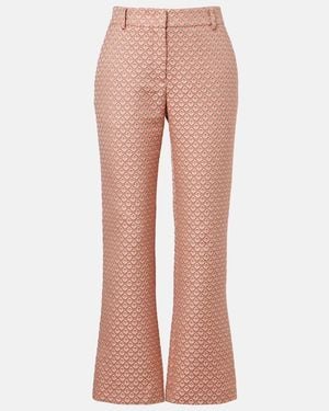 La DoubleJ 24/7 Floral Jacquard Flared Pants - Pink