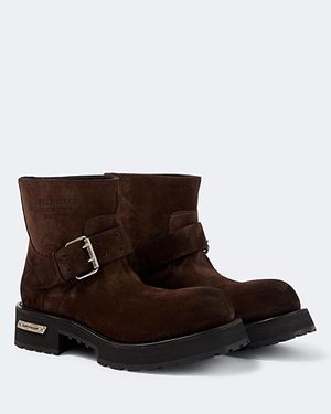 Balenciaga Biker Boots Venom Aus Veloursleder - Braun
