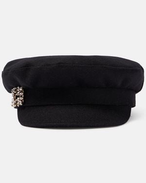 Roger Vivier Embellished Wool-Blend Hat - Black
