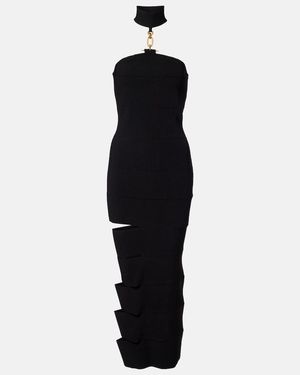 Balmain Robe Aus Rippstrick - Blau