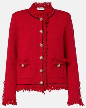 Self-Portrait Chaqueta De Punto Con Flecos - Rojo