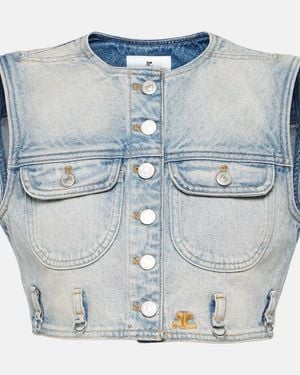 Courreges Cropped Denim Vest - Blue