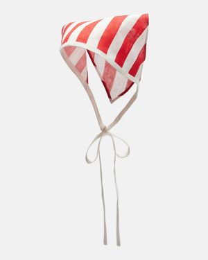 Posse Pamela Striped Linen Head Wrap - Red