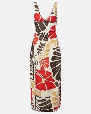 SIR. Julietta Floral Linen Midi Dress - Red