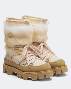 Moncler Peak Apres Shearling Snow Boots - Natural