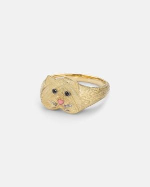 Yvonne Léon Chevaliere Chaton Mini 9Kt Ring With Diamonds - White