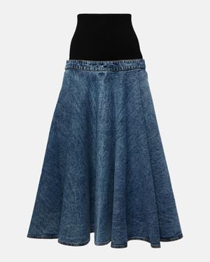 Alaïa Denim Midi Skirt - Blue