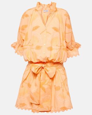 Juliet Dunn Floral Cotton Shirt Dress - Orange